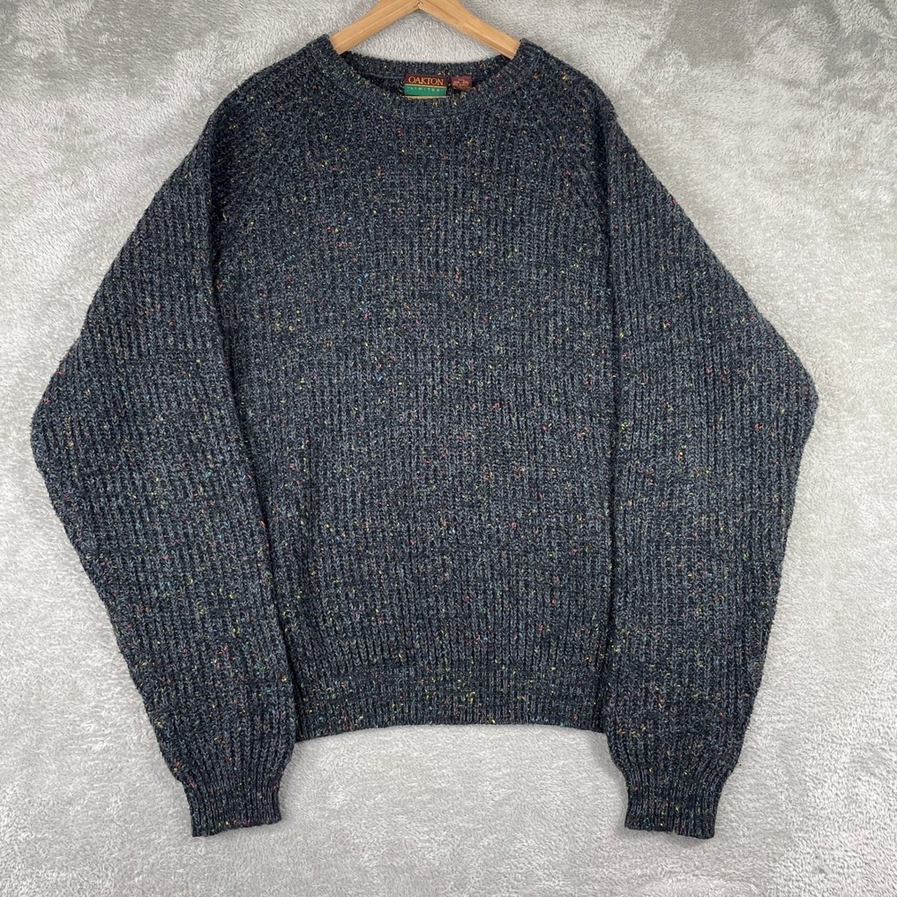 Oakton Limited Sweater Mens 2XL Tall Gray Confetti Knit‎ Crewneck Vintage